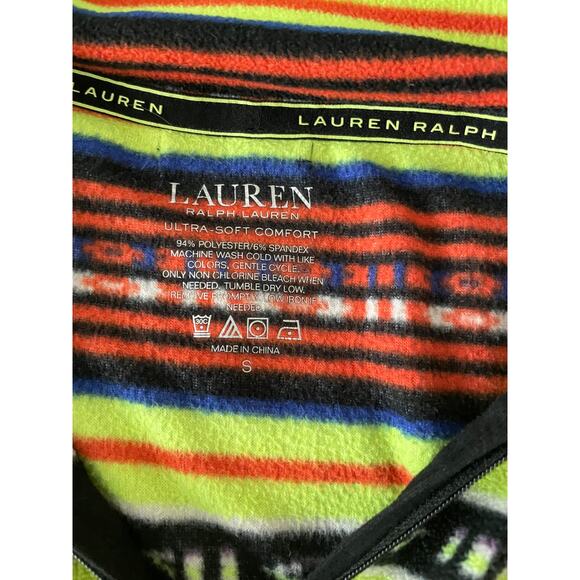 Lauren Ralph Lauren Bright Stripe 1/4 zip pullover fleece SZ Small - Picture 4 of 8